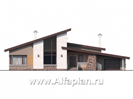 Проекты домов Альфаплан - «Каприкорн» - комфортабельный коттедж с мансардой и гаражом - превью фасада №1