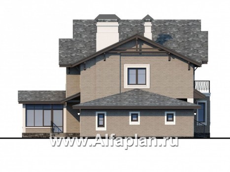 Проекты домов Альфаплан - «Бригантина» - коттедж с компактным планом и гаражом - превью фасада №3