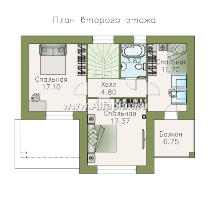 Проекты домов Альфаплан - «Ижора» - небольшой классический дом с двускатной кровлей - превью плана проекта №2