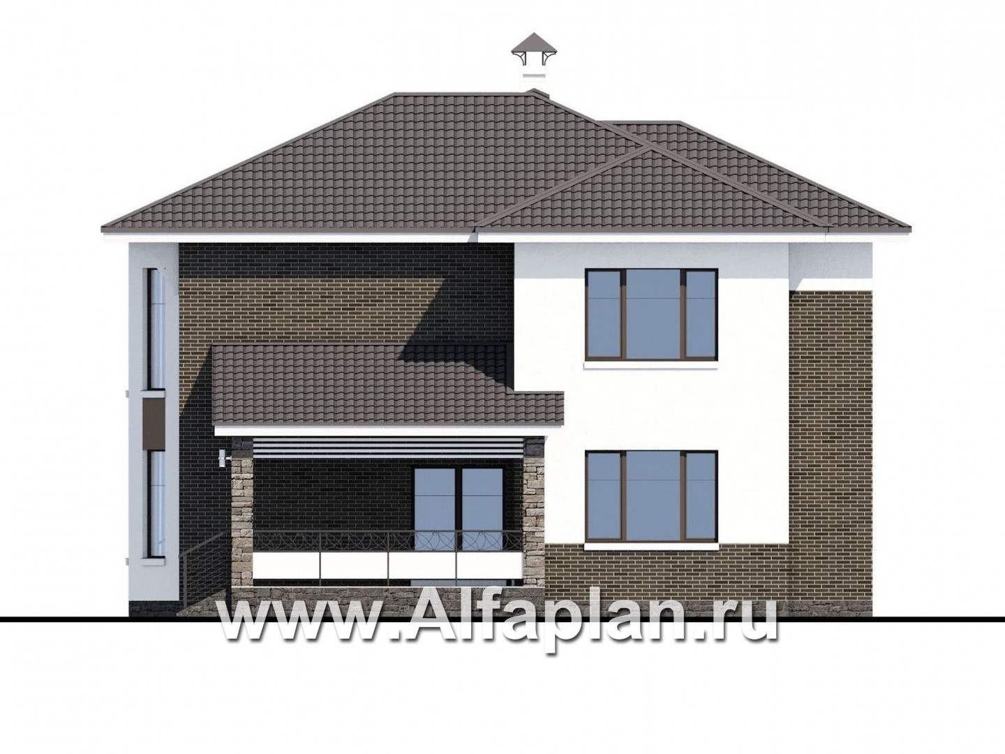 Проекты домов Альфаплан - «Статский советник» - комфортабельный коттедж в современном стиле - изображение фасада №2