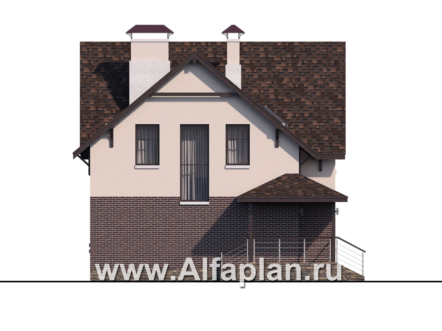 Проекты домов Альфаплан - «Оптима»- стильный современный дом из кирпичей или газобетона - изображение фасада №3