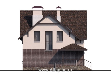 Проекты домов Альфаплан - «Оптима»- стильный современный дом из кирпичей или газобетона - превью фасада №3