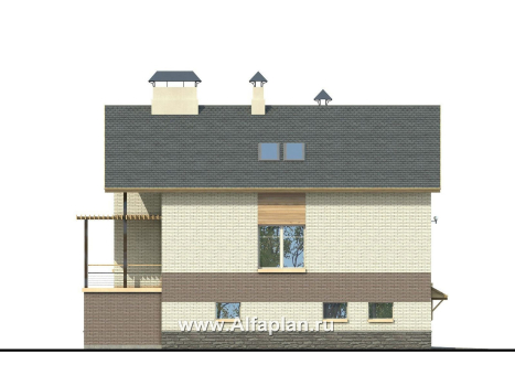 Проекты домов Альфаплан - «Эврика!» - удобный дом из блоков или кирпичей для маленького участка - превью фасада №4