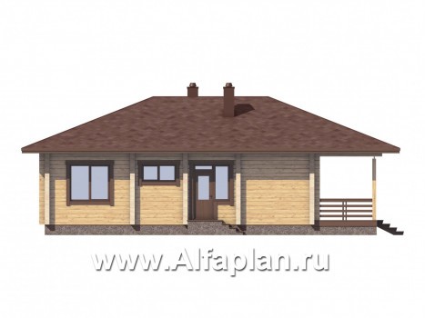 Проекты домов Альфаплан - Удобная дача с большой террасой и шатровой кровлей - превью фасада №4