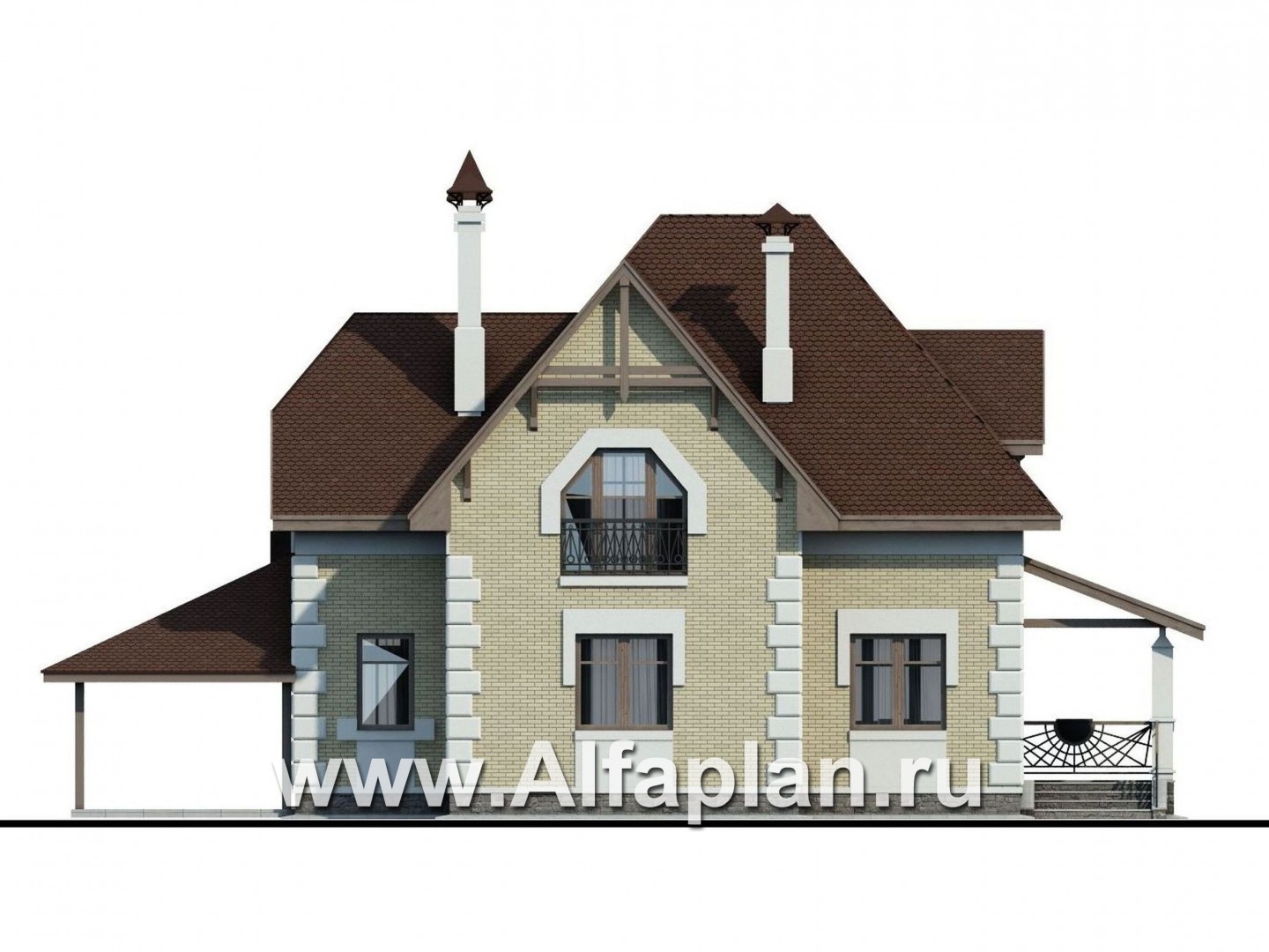 Проекты домов Альфаплан - «Клио» - коттедж с угловой террасой - изображение фасада №4