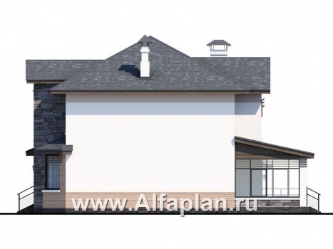 Проекты домов Альфаплан - «Оазис» - изысканный комфортный коттедж с гаражом - превью фасада №2