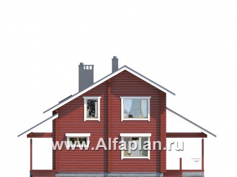 Проекты домов Альфаплан - Дом с простой двускатной кровлей и террасой - превью фасада №1