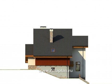 Проекты домов Альфаплан - Дом на рельефе - превью фасада №3