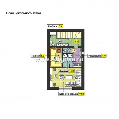 Проекты домов Альфаплан - Дом на рельефе - превью плана проекта №1