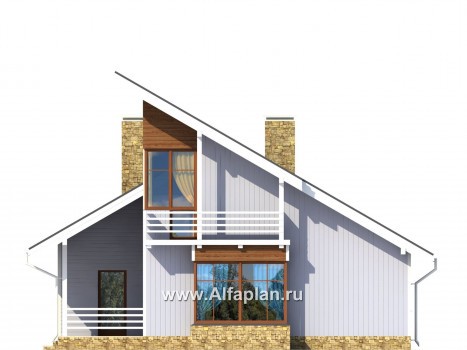 Проекты домов Альфаплан - Двухэтажный каркасный дом - превью фасада №2