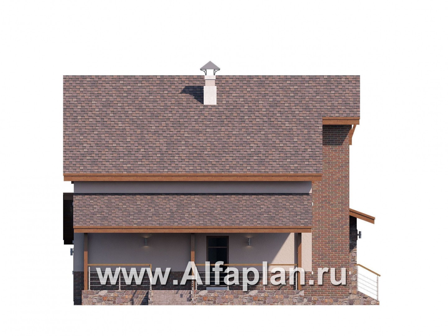 Проекты домов Альфаплан - «Регата» - комфортный дом с террасой и гаражом - изображение фасада №2
