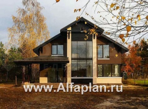 Проекты домов Альфаплан - «Регата» — комфортный загородный дом с двускатной крышей - превью дополнительного изображения №1