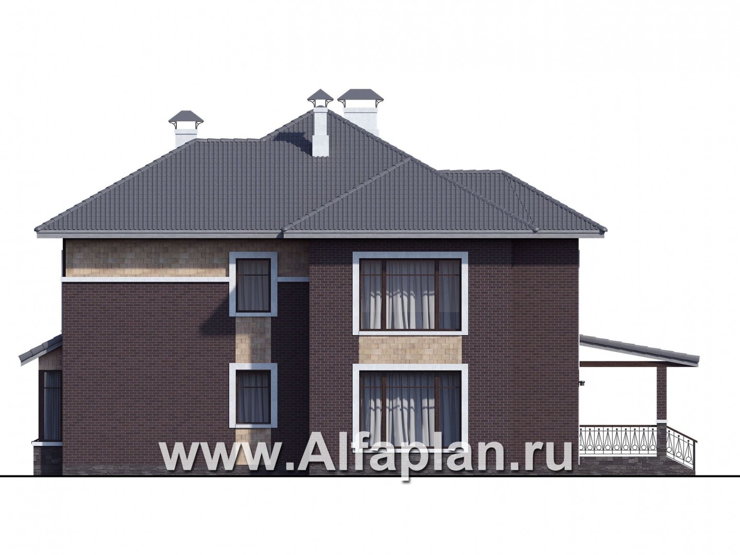 Проекты домов Альфаплан - «Висла» — особняк с двусветной столовой - изображение фасада №2