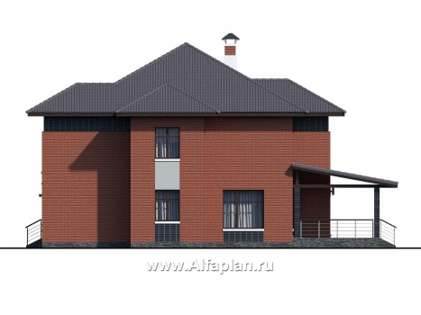 «Рейн» - проект современного двухэтажного дома, вилла со вторым светом в холле, с террасой - превью фасада дома