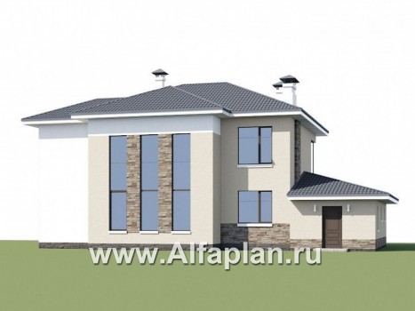 Проекты домов Альфаплан - «Меркурий» - стильный коттедж с большой террасой и балконом - превью дополнительного изображения №1