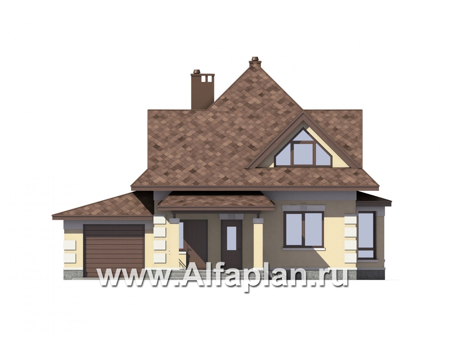 Проекты домов Альфаплан - Экономичный дом с гаражом - изображение фасада №1