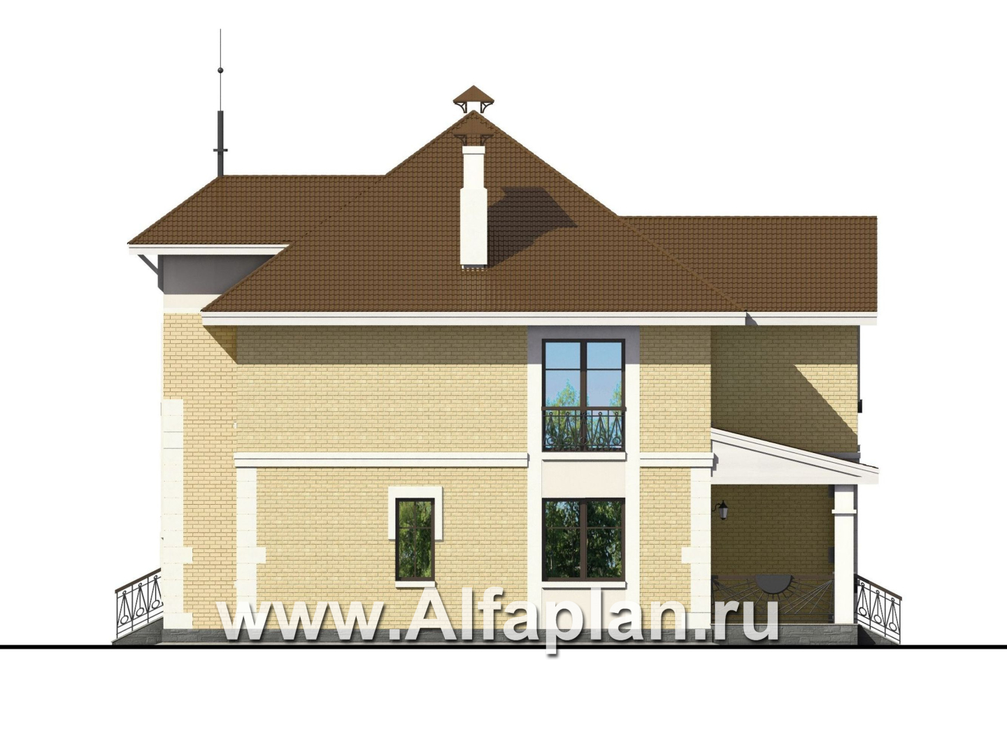 Проекты домов Альфаплан - «Феникс» - Двухэтажный коттедж с компактным планом - изображение фасада №3