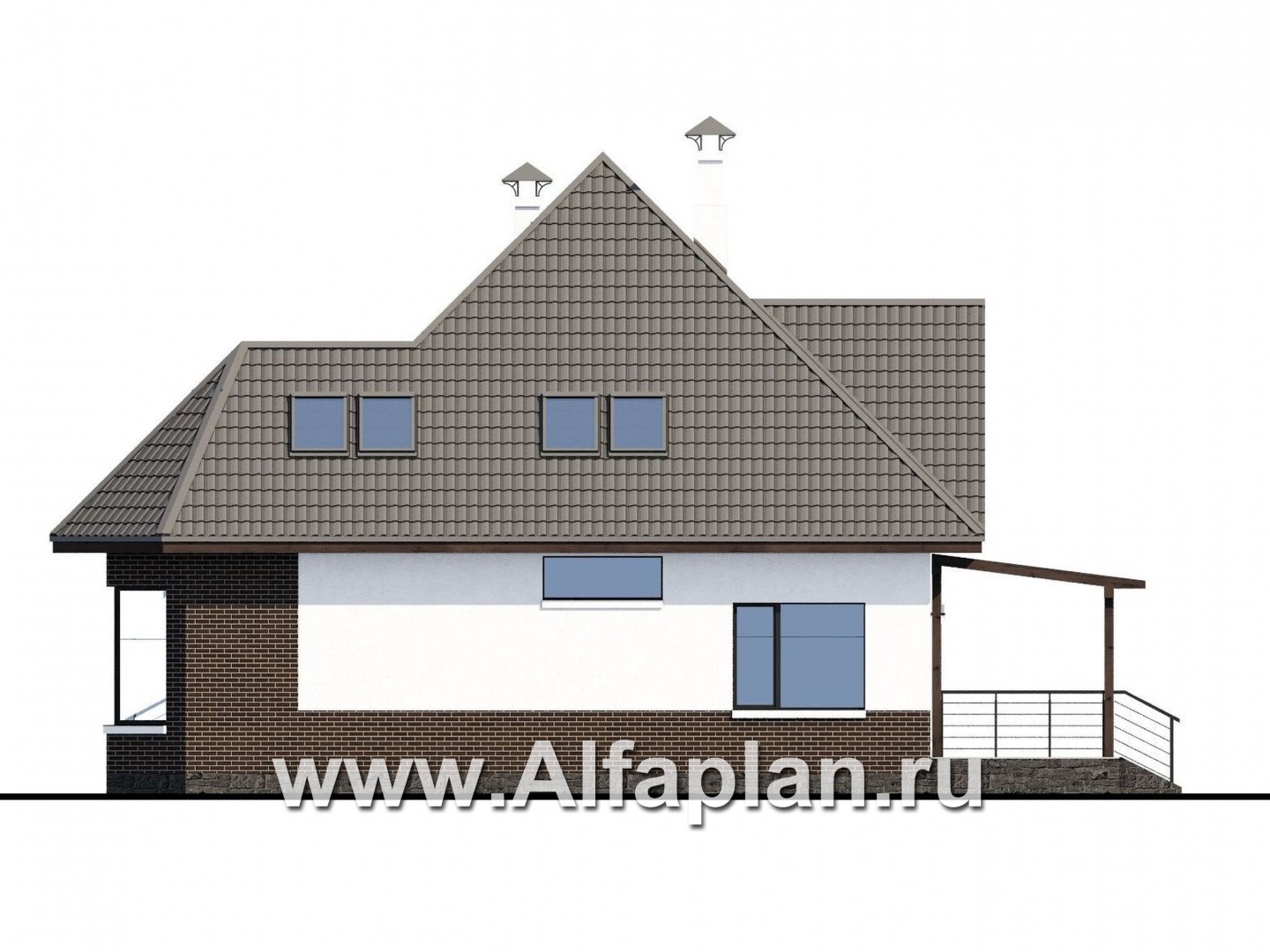 Проекты домов Альфаплан - «Капелла» - современный мансардный дом - изображение фасада №2