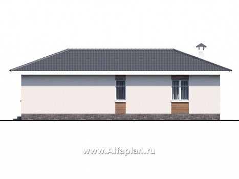 «Атриум» - проект одноэтажного дома из газобетона, планировка с внутренним двориком - превью фасада дома