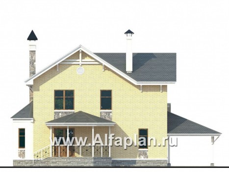 Проекты домов Альфаплан - «Лидер» - рациональный проект дома с навесом для машины - превью фасада №4