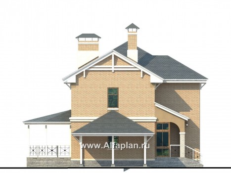 Проекты домов Альфаплан - «Гармония» - двухэтажный коттедж с навесом для машины и террасой - превью фасада №3
