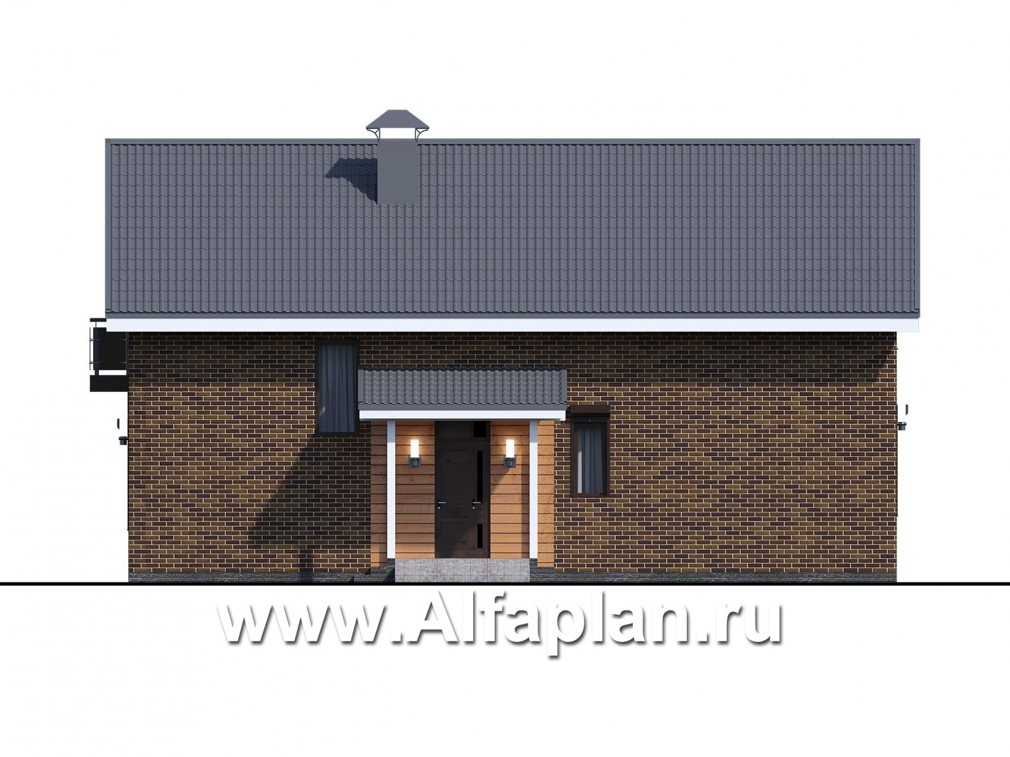 Проекты домов Альфаплан - «Омега» - рациональный коттедж с удобной планировкой - изображение фасада №2
