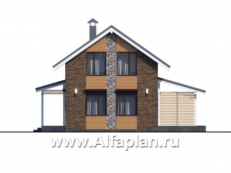 Проекты домов Альфаплан - «Омега» - рациональный коттедж с удобной планировкой - превью фасада №4