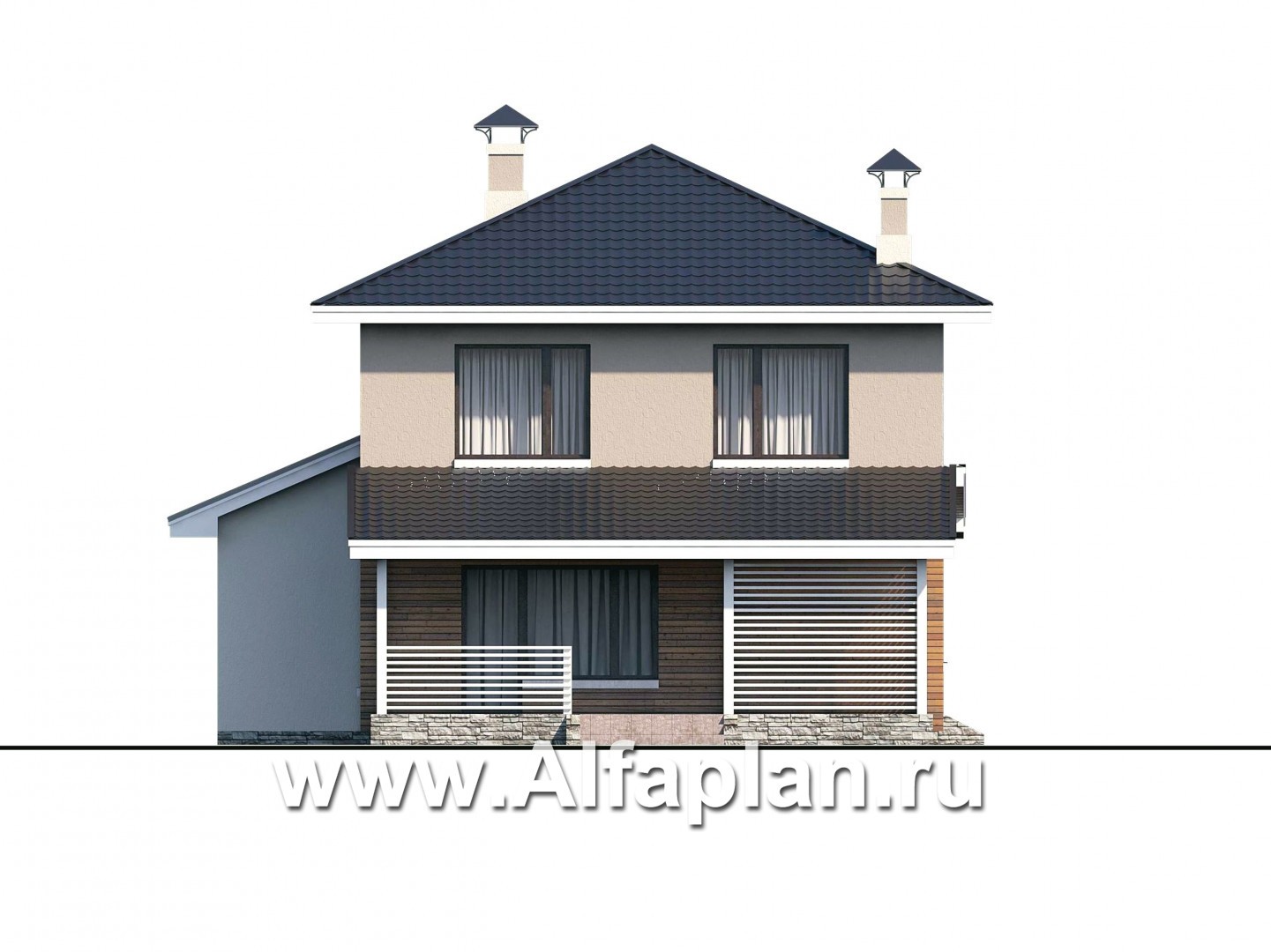 Проекты домов Альфаплан - «Сердцеед» - оригинальный и компактный коттедж - изображение фасада №4