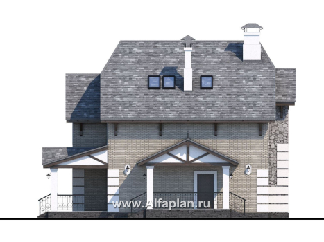 Проекты домов Альфаплан - «Ясная поляна» - удобный коттедж для большой семьи с бильярдной - превью фасада №2
