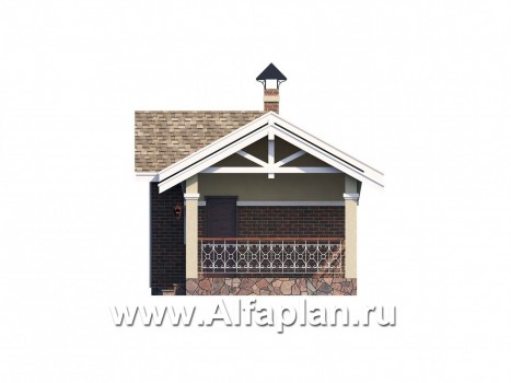 Проекты домов Альфаплан - Дом для отдыха(баня) с уютным крыльцом - превью фасада №2