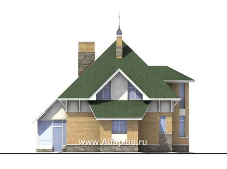 Проекты домов Альфаплан - «Петит» - проект дома с полукруглым эркером - превью фасада №3