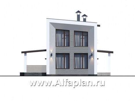 Проекты домов Альфаплан - «Тау» - каркасный дом с односкатной кровлей - превью фасада №1
