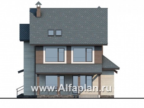 Проекты домов Альфаплан - «Прагматика» - современный коттедж с террасой и бильярдной - превью фасада №4