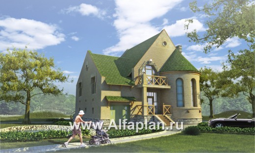 Проекты домов Альфаплан - «Онегин» - представительный загородный дом в стиле замка - превью дополнительного изображения №2