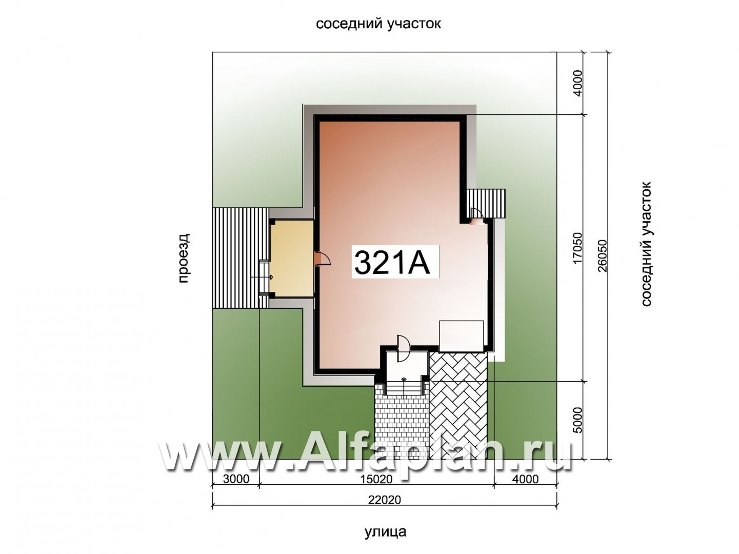 Проекты домов Альфаплан - «Пассия» - одноэтажный коттедж с гаражом и террасой - дополнительное изображение №2