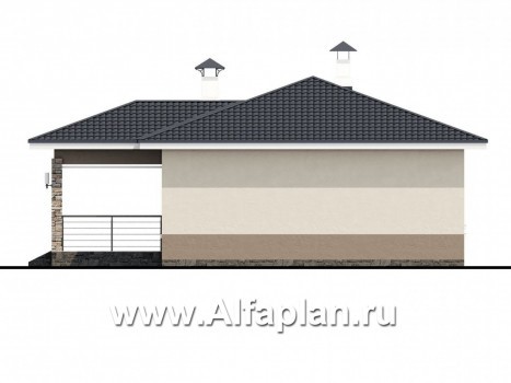 Проекты домов Альфаплан - «Мелета» - компактный и уютный одноэтажный дом с двумя спальнями - превью фасада №4