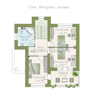 Проекты домов Альфаплан - «Знаменка» — удобный и компактный коттедж - превью плана проекта №2