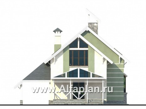 Проекты домов Альфаплан - «Компакт» - проект мансардного дома с двускатной кровлей - превью фасада №4
