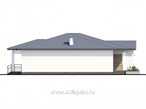 Проекты домов Альфаплан - «Калипсо» - комфортабельный одноэтажный дом c террасой - превью фасада №3