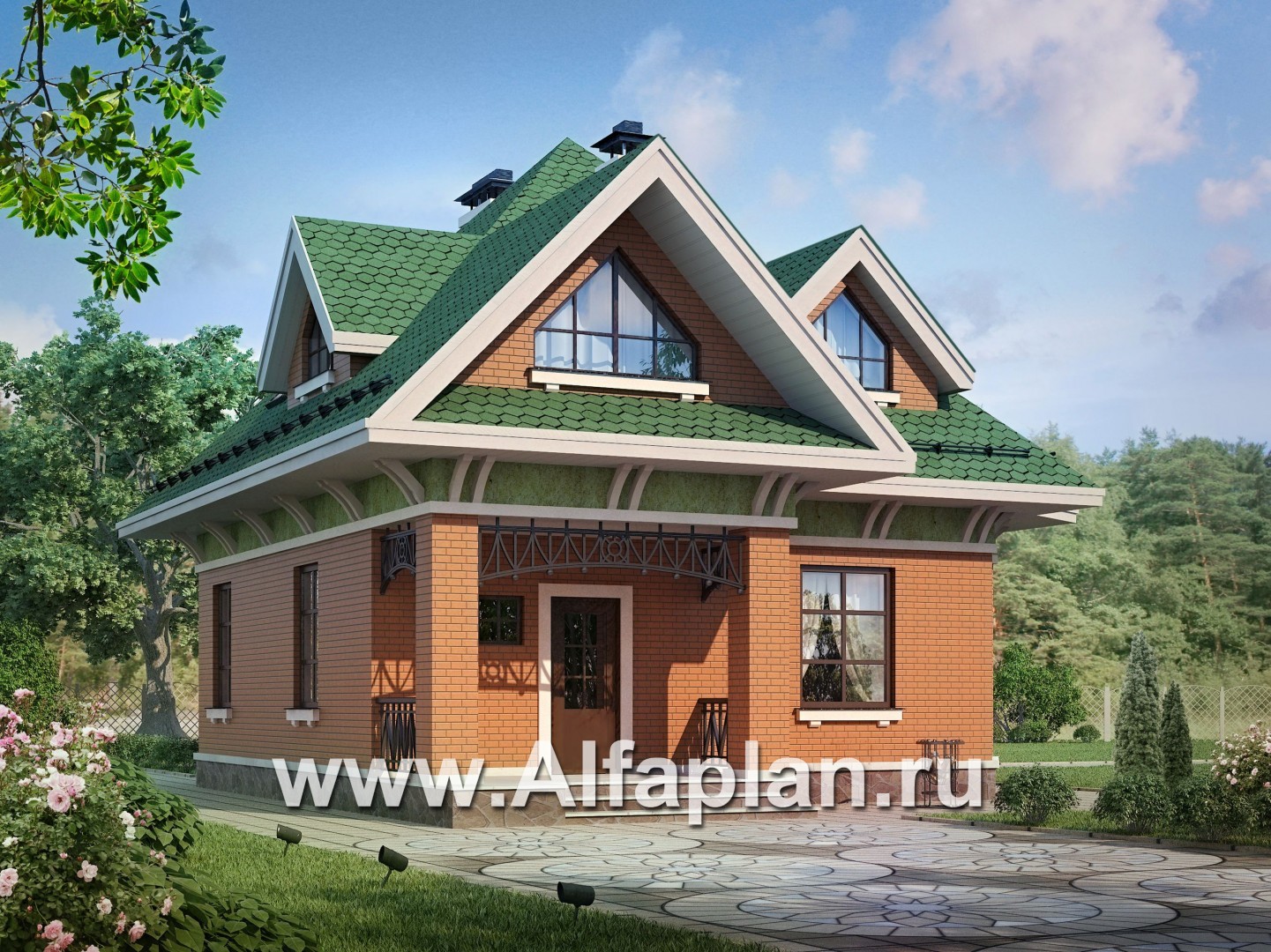 Проекты домов Альфаплан - Мансардный дом для небольшого участка - основное изображение