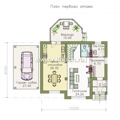 Проекты домов Альфаплан - «Летний вечер» - небольшой коттедж для загородной жизни - превью плана проекта №1