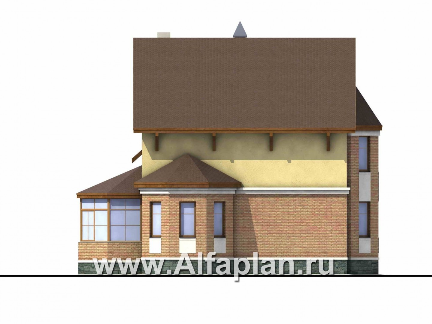 Проекты домов Альфаплан - «Поколение» - блокированный дом с эркерами - изображение фасада №3