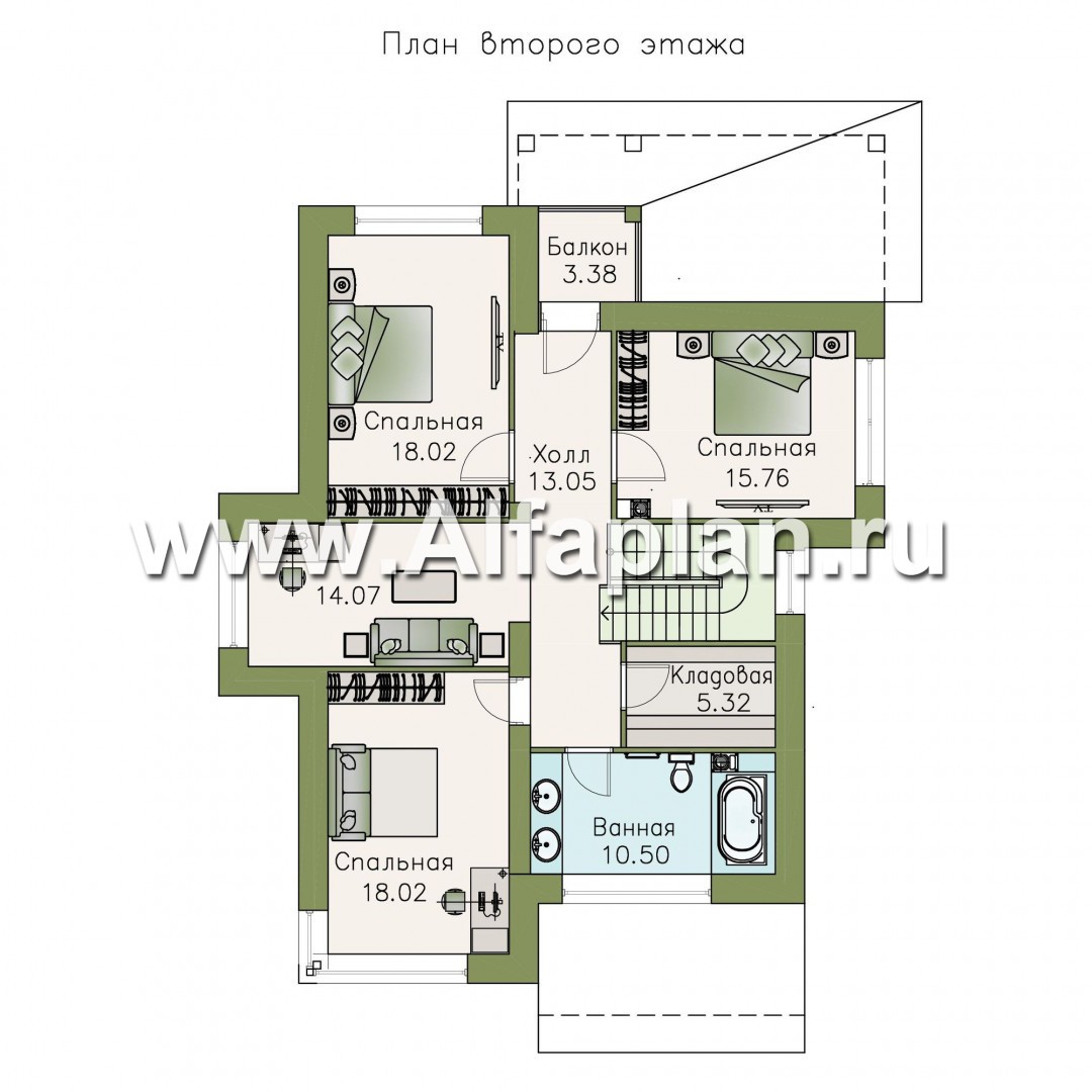 Проекты домов Альфаплан - «Эридан» - современный стильный дом с террасой - план проекта №2