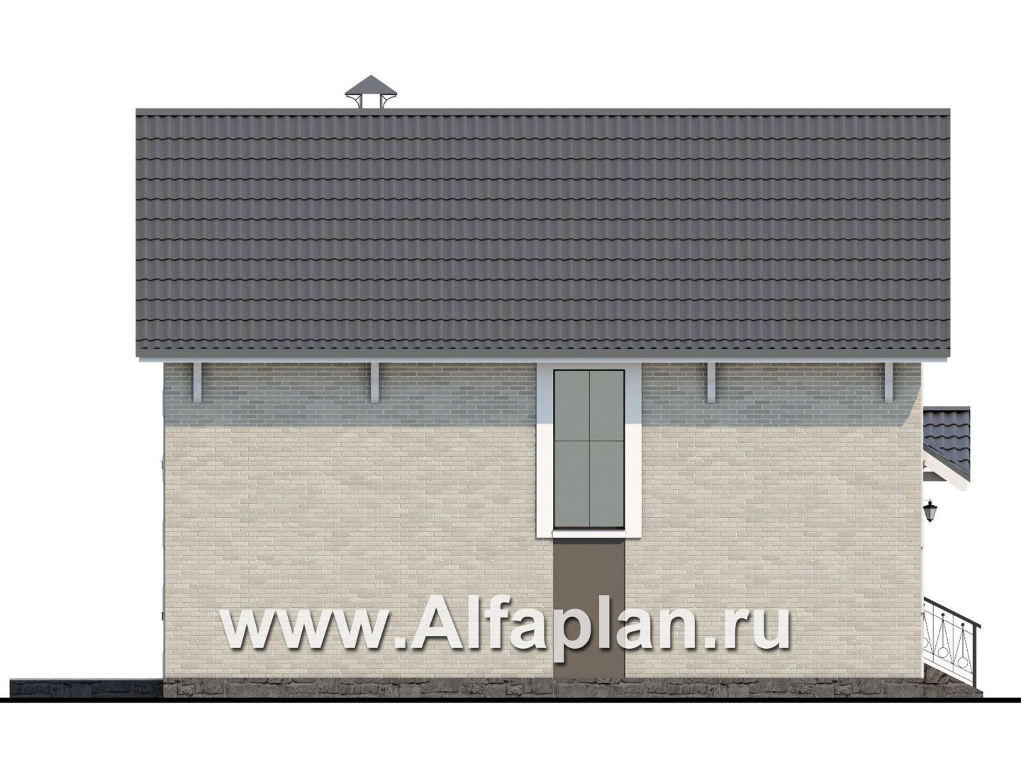 Проекты домов Альфаплан - Коттедж из кирпича «Кадет» - изображение фасада №3