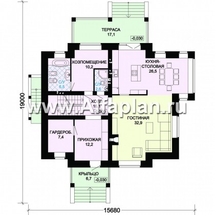 Проекты домов Альфаплан - Ккирпичный особняк с цокольным этажом - превью плана проекта №2