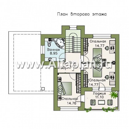 Проекты домов Альфаплан - «Знаменка»- удобный коттедж с навесом для машины - превью плана проекта №2