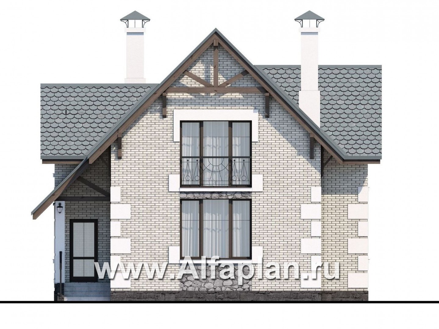 Проекты домов Альфаплан - «Малая Родина» - компактный и комфортный загородный дом - изображение фасада №1
