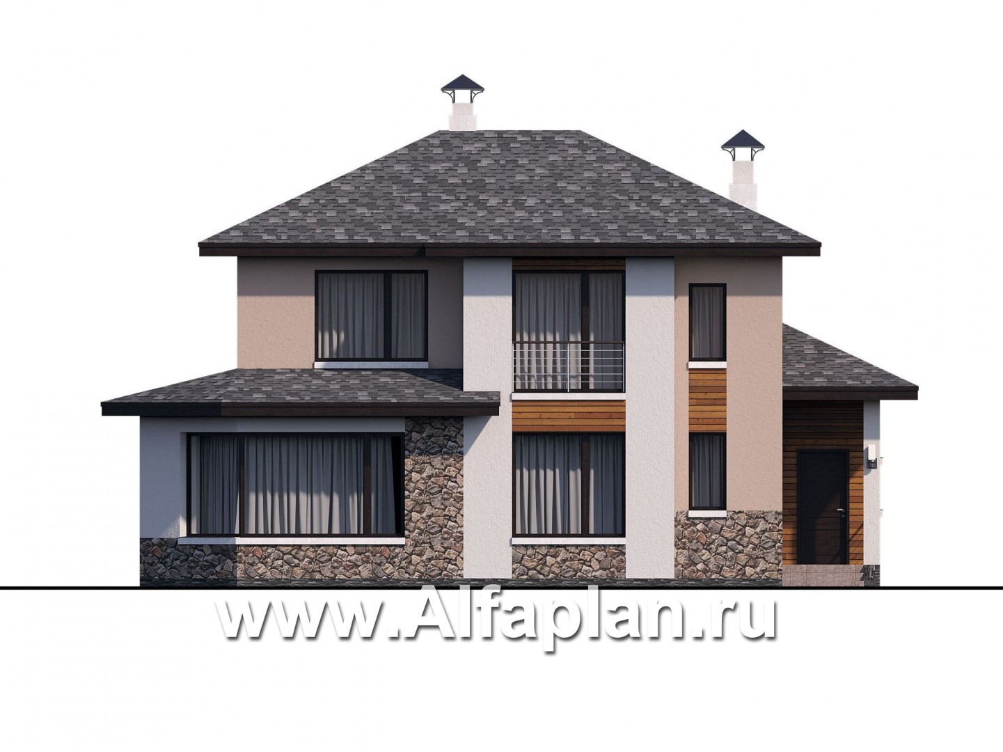 Проекты домов Альфаплан - «Стимул» - рациональный загородный дом с просторной гостиной - изображение фасада №1