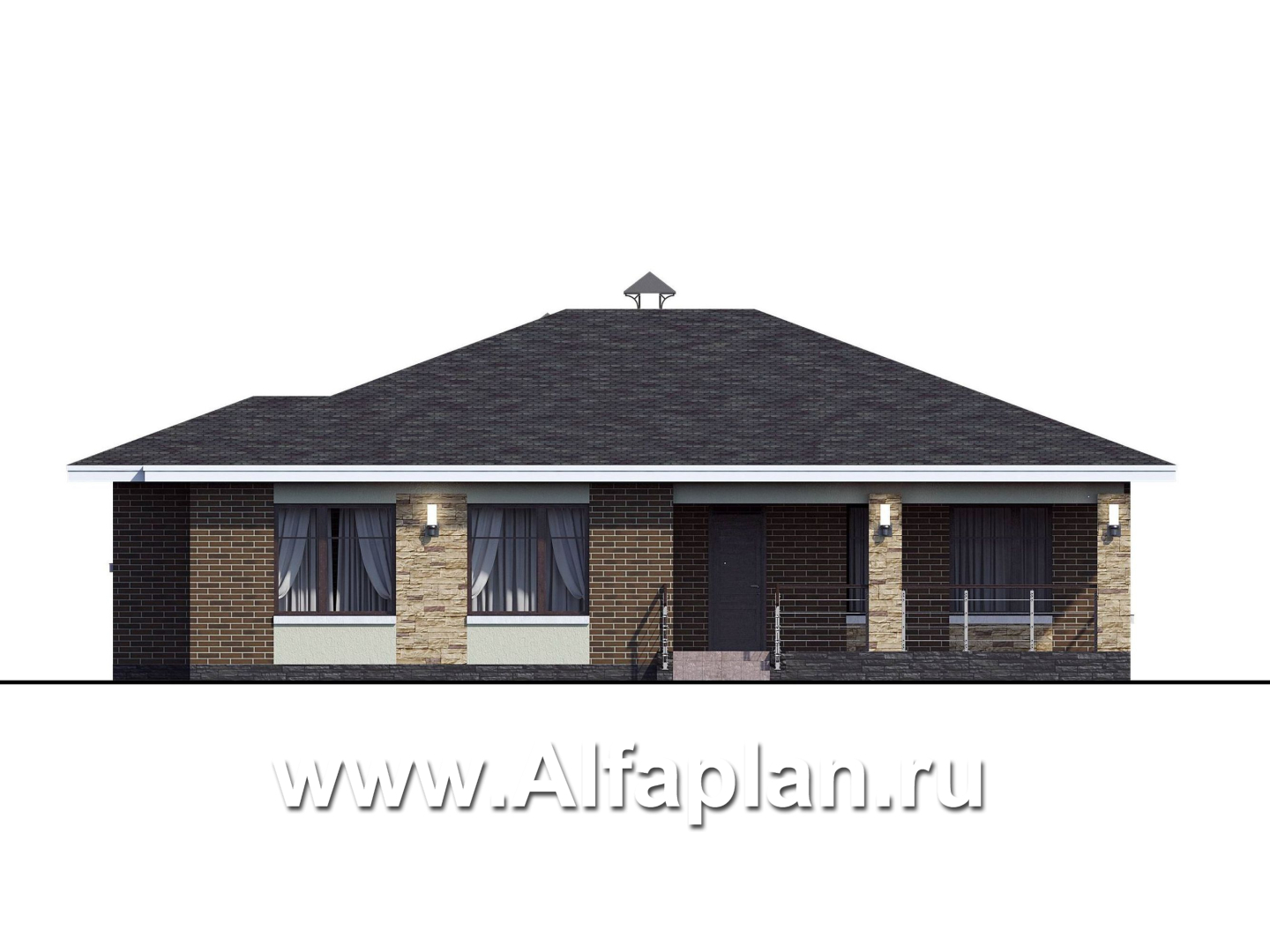 Проекты домов Альфаплан - «Вуокса» - стильный коттедж с комфортной планировкой - изображение фасада №1