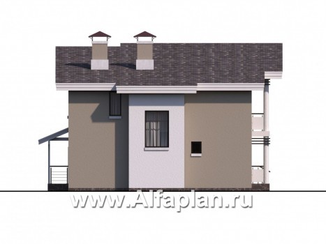 Проекты домов Альфаплан - «Квантум» - коттедж с односкатной крышей - превью фасада №3